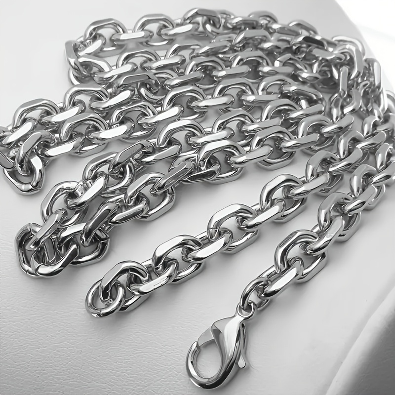 Minimalist Cold-tone Stainless Steel Oval Paperclip Chain Necklace
